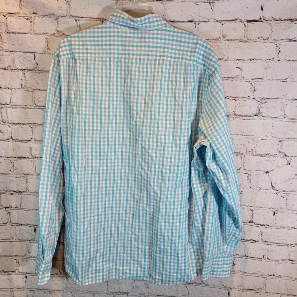 J. Crew Shirt Mens‎ XL Green Blue Gingham Plaid Thompson Long Sleeve